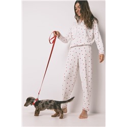 Correa perro roja corazones