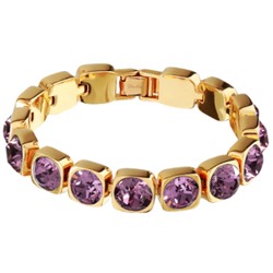 Браслет Теннис (кристаллы SW аметист 8мм; золото) 17-19см, Есть комплект