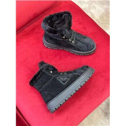 Зимние женские кеды  Prad*a    Тёплые и удобные  Натуральная шерсть и замша  Реплика 1:1