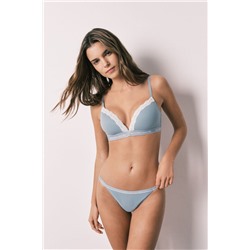 Tanga tira algodón canalé verde