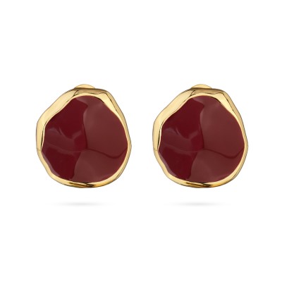 Серьги Палитра (эмаль бургунди; покрытие золото), Есть комплект