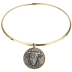 Колье Телец (покрытие золото, античное серебро) 42см, Есть комплект