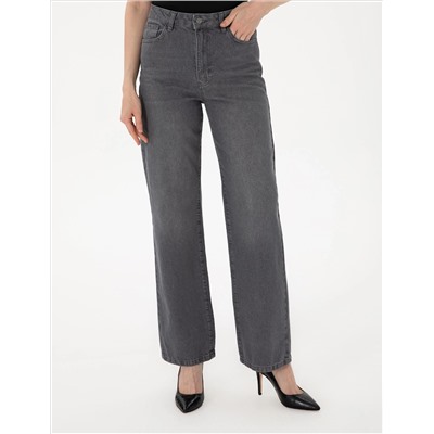 Siyah High Waist Flare Fit Jean Pantolon
