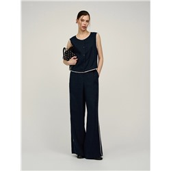 Синий жилет изо льна с кантами