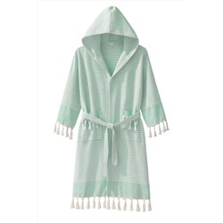 Mira Home Kapşonlu Unisex Peştamal Plaj Bornozu %100 Pamuklu Marelina Yeşil