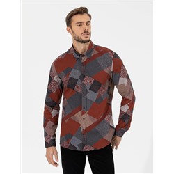 Turuncu Slim Fit Uzun Kollu Gömlek