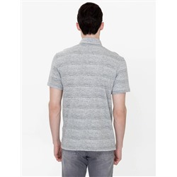 Gri Melanj Slim Fit Baskılı Polo Yaka Tişört