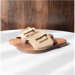 Женские шлепанцы на липучках из натуральной кожи