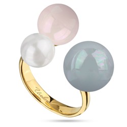 Кольцо Акварель (Майорка 8-12 мм белая, розовая, голубая; покрытие золото), Есть комплект