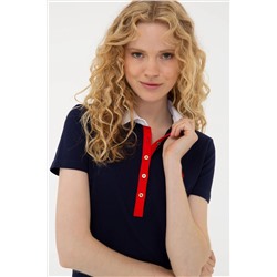 Kadın Lacivert Basic Polo Yaka Tişört