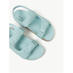 QUILTED SANDALS WITH HOOK-AND-LOOP STRAP.