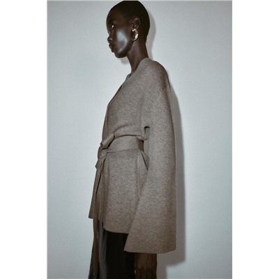 BELTED KNIT CARDIGAN