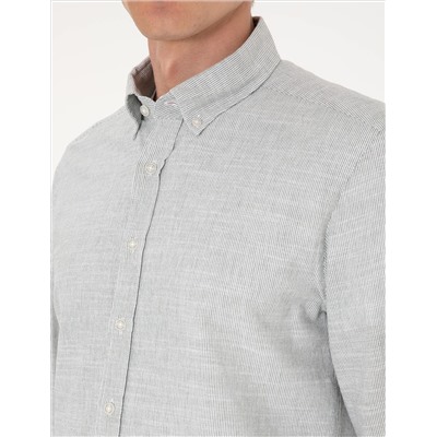 Yeşil Slim Fit Uzun Kollu Gömlek