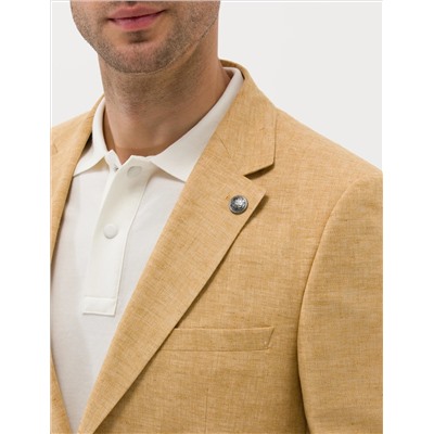 Sarı Ekstra Slim Fit Keten Karışımlı Blazer Ceket