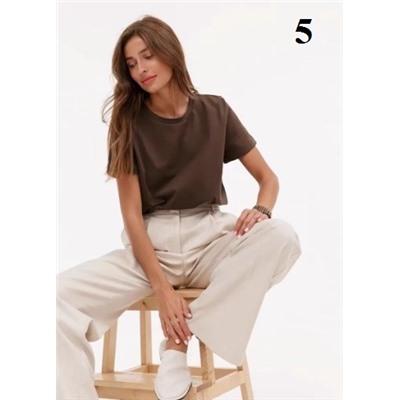 Базовая футболка из чистого хлопка с круглым вырезом