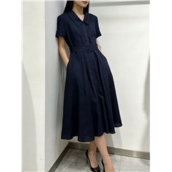 Красивое льняное платье с ремнем   2 цвета