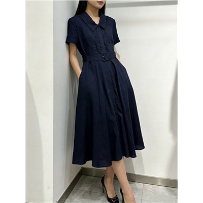 Красивое льняное платье с ремнем   2 цвета