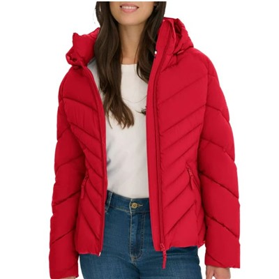 Tommy Hilfiger Chevron-Quilted Hooded Puffer Jacket