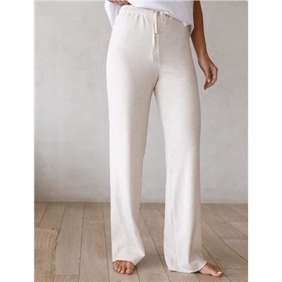 Прямые брюки из фактурного трикотажа в рубчик