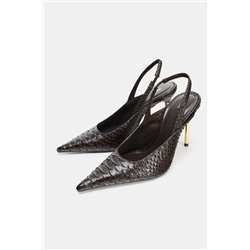 EMBOSSED SLINGBACK SHOES