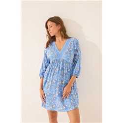 Camisola midi flores manga abullonada