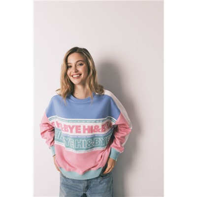 Sudadera felpa algodón color block