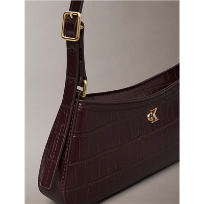Monogram Logo Hardware Crocodile Print Shoulder Bag