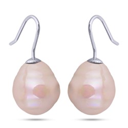 Серьги (Майорка 14мм барочная медовая роса; покрытие родий), Есть комплект