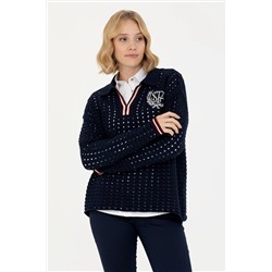 Kadın Lacivert V - Yaka Kazak