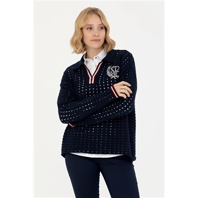 Kadın Lacivert V - Yaka Kazak