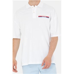 Erkek Beyaz Oversize Polo Yaka Tişört