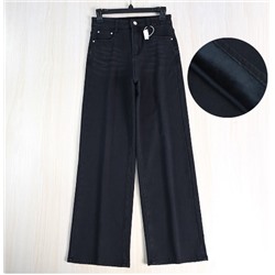 Повседневные брюки из денима plus из утолщенного стираного бархата с высокой талией