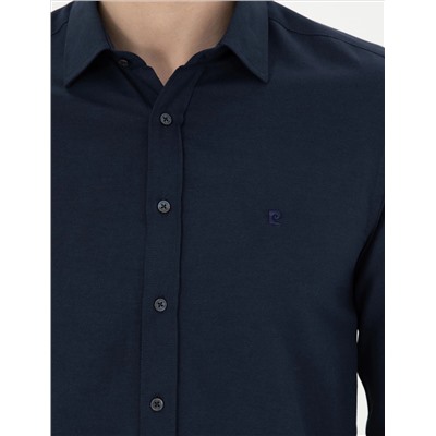 Lacivert Slim Fit Uzun Kollu Gömlek