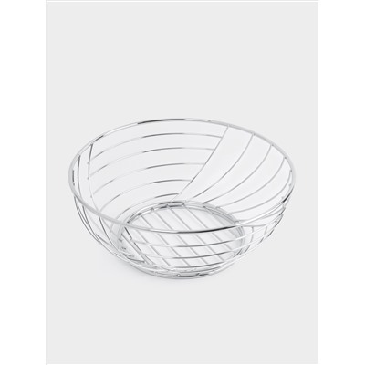 Корзина для фруктов, 27 см, металл, серебристая, Полосы, Spin
