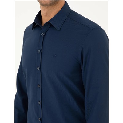 Lacivert Slim Fit Uzun Kollu Gömlek