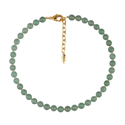 Колье Селена (авантюрин 8мм зеленый; покрытие золото) 40-45см, Есть комплект
