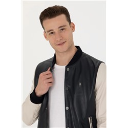 Erkek Lacivert Deri Ceket