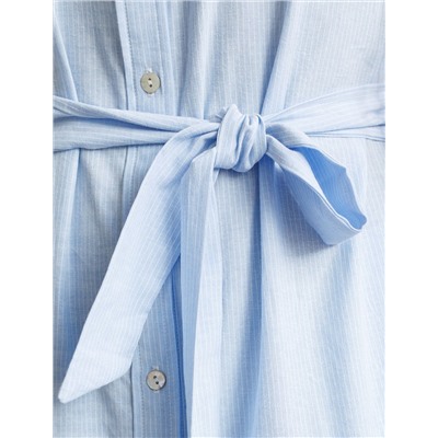 Платье А-силуэта с поясом из легкого хлопкового поплина