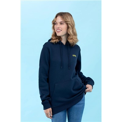 Lacivert Kapüşonlu Basic Sweatshirt
