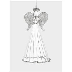 Игрушка елочная, 11 см, стекло, серебристая, Ангел, Event