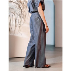 Брюки палаццо в полоску из легкого хлопкового поплина