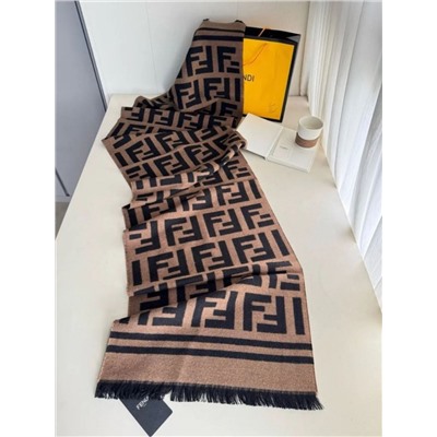 Зимний теплый шерстяной шарф/утеплитель для шеи с жаккардовым узором и буквами FEND*I