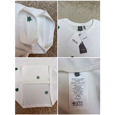 Футболка унисекс со стильной  и нежной вышивкой клевера 2 цвета  ДИО*Р