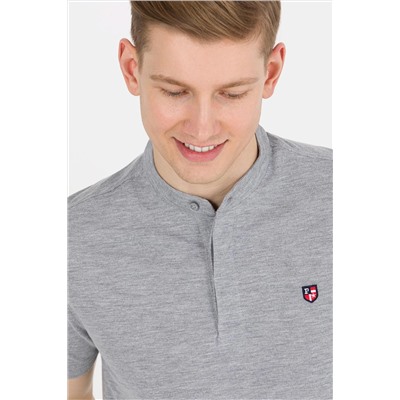 Erkek Gri Melanj Hakim Yaka Tişört