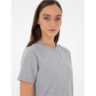 Gri Melanj Slim Fit Basic Tişört