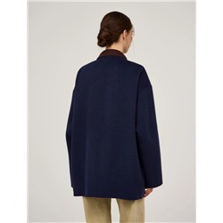 Синее полупальто оверсайз