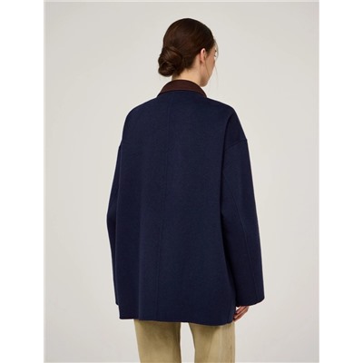 Синее полупальто оверсайз