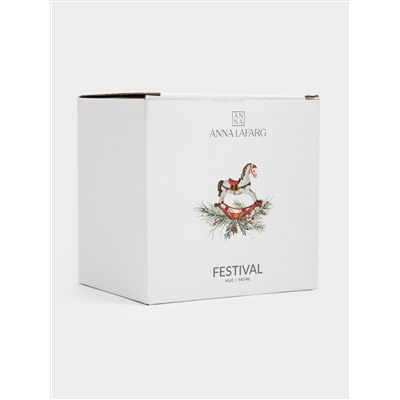 Кружка, 540 мл, керамика D, зеленая, Лошадка, Festival