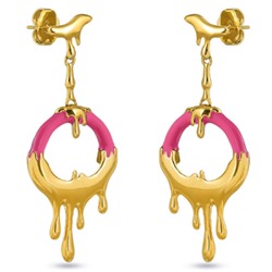 Серьги Оттепель (эмаль фуксия; покрытие золото), Есть комплект