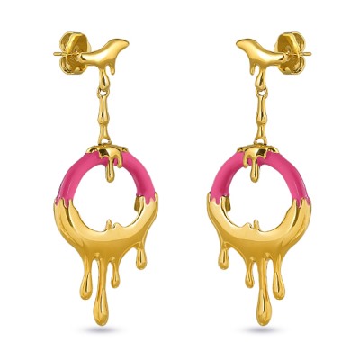 Серьги Оттепель (эмаль фуксия; покрытие золото), Есть комплект
